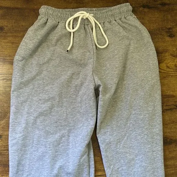 Heathered Gray Soft Jogger Drawstring Sweatpants With Pockets - Picture 4 of 12
